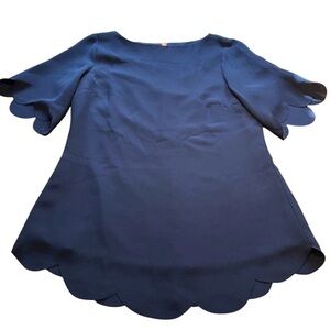 Sail to Sable Deep Blue Top w/scalloped sleeves Size Small
